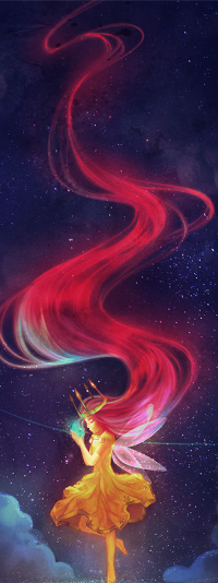 99px.ru аватар Девушка -эльф в короне на фоне звездного неба, by kuri-hime