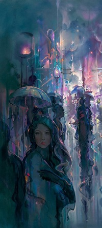 Аватар вконтакте Девушка стоит под дождем, художник John Pitre
