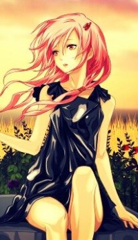 99px.ru аватар Inori Yuzuriha / Инори Юдзуриха из аниме Корона грешника / Внец Вины / Guilty Crown сидит на фоне природы