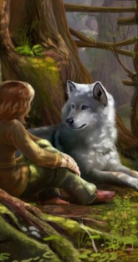 99px.ru аватар Девочка сидит рядом с волком