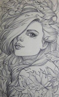 Аватар вконтакте Девушка среди поднявшихся ветром осенних листьев, art Sabine Rich