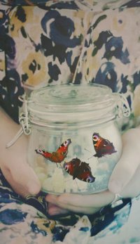 Аватар вконтакте В руках девушки баночка с бабочками, by uglybug