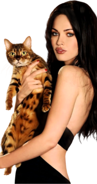 Аватар вконтакте Меган Фокс / Megan Fox стоит с кошкой на руках