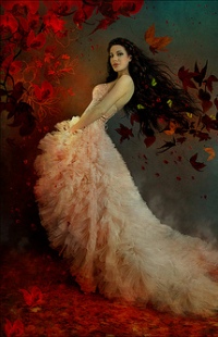 99px.ru аватар Девушка в белом платье в окружении осенних листьев, ву Irina Mollova