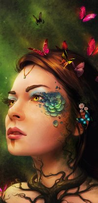 Аватар вконтакте Девушка с цветами и бабочками, by sanguisGelidus