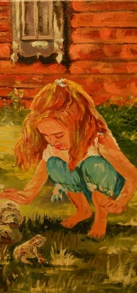 Аватар вконтакте Девочка сидит рядом с лягушкой, art Atelier Rachel