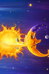 99px.ru аватар Солнце толкает луну в ночном небе, art Christos Karapanos