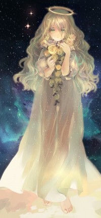 99px.ru аватар Девушка с цветами в руках, art zerochan