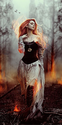 99px.ru аватар Огненно-рыжая ведьма вышла из горящего леса, art VinternV
