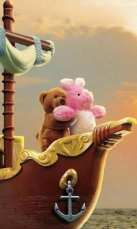 99px.ru аватар Плюшевый мишка и заяц стоят на носу игрушечного корабля