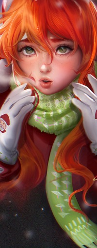 99px.ru аватар Рыжеволосая девушка с зелеными глазами в шарфе