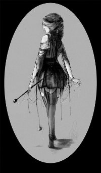99px.ru аватар Девушка в черном платье и чулках в виньетке, by Elina