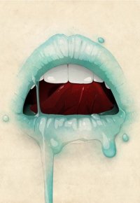Аватар вконтакте Губы в голубой слизи на бежевом фоне, by Jason Levesque