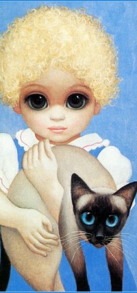 Аватар вконтакте Девочка с котом на руках, ву Margaret Keane