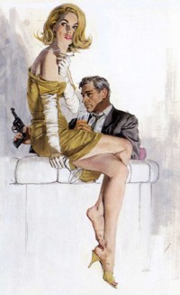 99px.ru аватар Девушка с пустым бокалом и мужчина с пистолетом сидят на диване, by Robert E. McGinnis