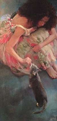 Аватар вконтакте Девушка дает кошке кусочек еды, by Tammy Callens