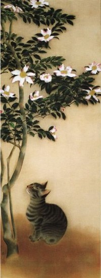 Аватар вконтакте Кошка смотрит на цветущее дерево, by Hayami Gyoshu