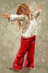 Аватар вконтакте Девочка в пижамке танцует, раскинув в стороны руки, by Maria Oosthuizen