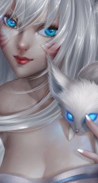 99px.ru аватар Девушка и котенок с голубыми глазами, by ChubyMi