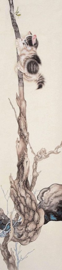 99px.ru аватар Котенок полез за богомолом на дерево, by Mi Chunmao