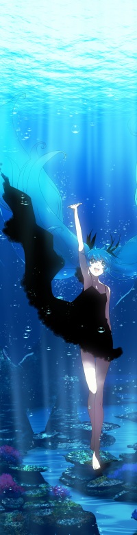 Аватар вконтакте Вокалоид Нацуне Мику / Hatsune Miku стоит под водой