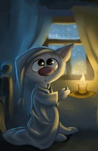 99px.ru аватар Кот в ночной рубашке и колпаке держит свечу