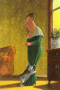 99px.ru аватар Собака обнимает свою хозяйку за ноги, . немецкий художник—карикатурист Gerhard Gluck / Герхард Глюк