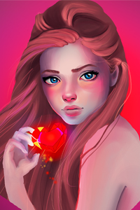 Аватар вконтакте Девушка держит в руке рубиновое сердечко, by Alexiafelix
