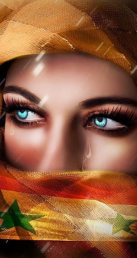 99px.ru аватар Девушка с голубыми глазами со слезой на лице, в парандже, by saritaangel07