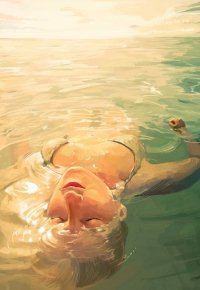 Аватар вконтакте Девушка в воде расслаблено плавает на спине, by Conluoi