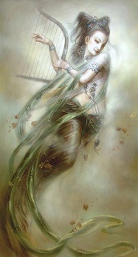 Аватар вконтакте Девушка с музыкальным инструментом, художник Zeng Hao