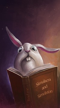 Аватар вконтакте Кролик выглядывает из-за книги