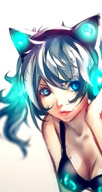 Аватар вконтакте Девушка с голубыми волосами и ушками, ву yuumei