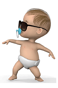 Аватары ВКонтакте Танцующий малыш в черных очках и пустышкой во рту
