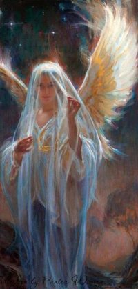 Аватар вконтакте Девушка - ангел в накидке, художник Daniel F. Gerhartz