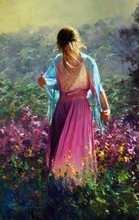 99px.ru аватар Девушка стоит на цветущегм поле, художник. Daniel F. Gerhartz