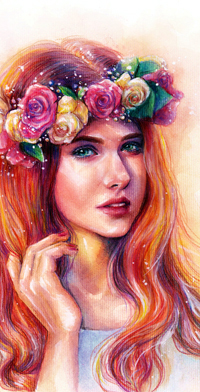 99px.ru аватар Рыжеволосая девушка в веночке из роз, by Artilin