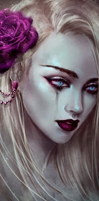 99px.ru аватар Девушка с розой в волосах и с голубыми глазами, by NanFe