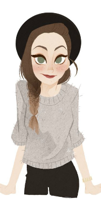 Аватар вконтакте Девушка с зелеными глазами, коричневыми волосами, в серой кофточке и в черной шляпе