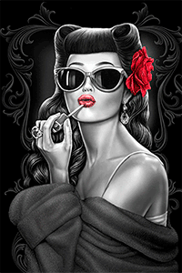99px.ru аватар Девушка с розой в длинных волосах подкрашивает губы