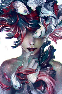 Аватар вконтакте Девушка с рыбками, by yuumei