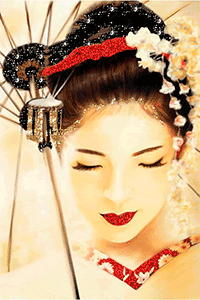 99px.ru аватар Девушка с белыми цветами в темных волосах, с закрытыми глазами под зонтом