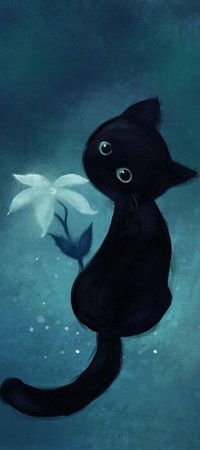 99px.ru аватар Черный котенок с цветком