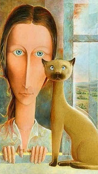 99px.ru аватар Девушка с кошкой, художник Giuseppe Mariotti