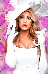 99px.ru аватар Блондинка с длинными волосами в белом платье и белой шляпе, в белых длинных перчатках под белым зонтом