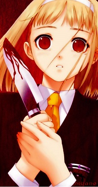 99px.ru аватар Безумная Nagisa Takawashi с окровавленным ножом из игры After, art by Tony Taka