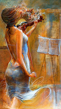 99px.ru аватар Девушка играет на скрипке, художница Лена Сотскова