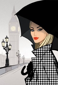 99px.ru аватар Девушка в клетчатом пальто и с черным зонтом, by Jason Brooks