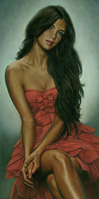 Аватар вконтакте Портрет девушки в красном платье, art Emmanuel Garant