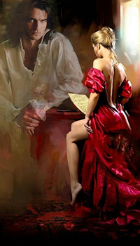 99px.ru аватар Девушка в красном платье зачитывает строки из письма молодому мужчине, art Jon Paul Ferrara